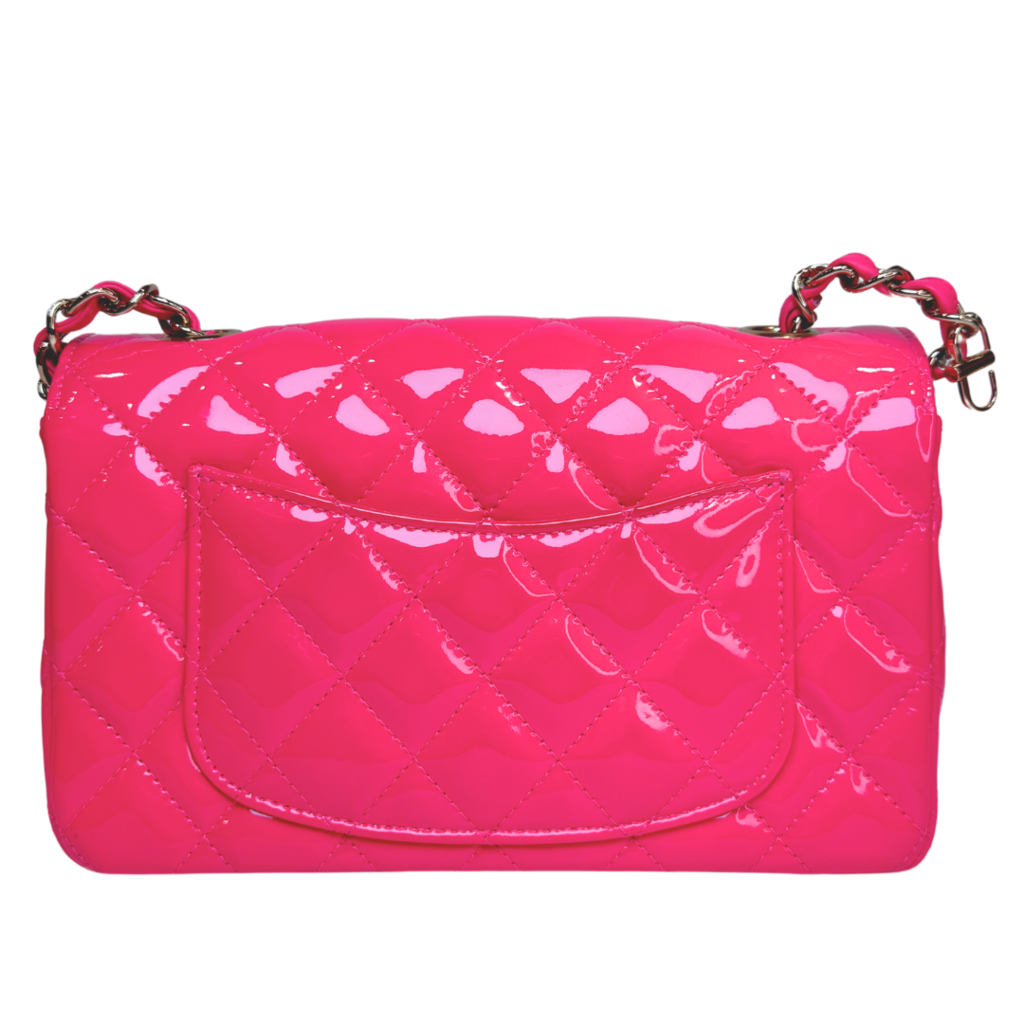 Chanel Hot Pink Patent Stitched Edge Rectangular Mini CF