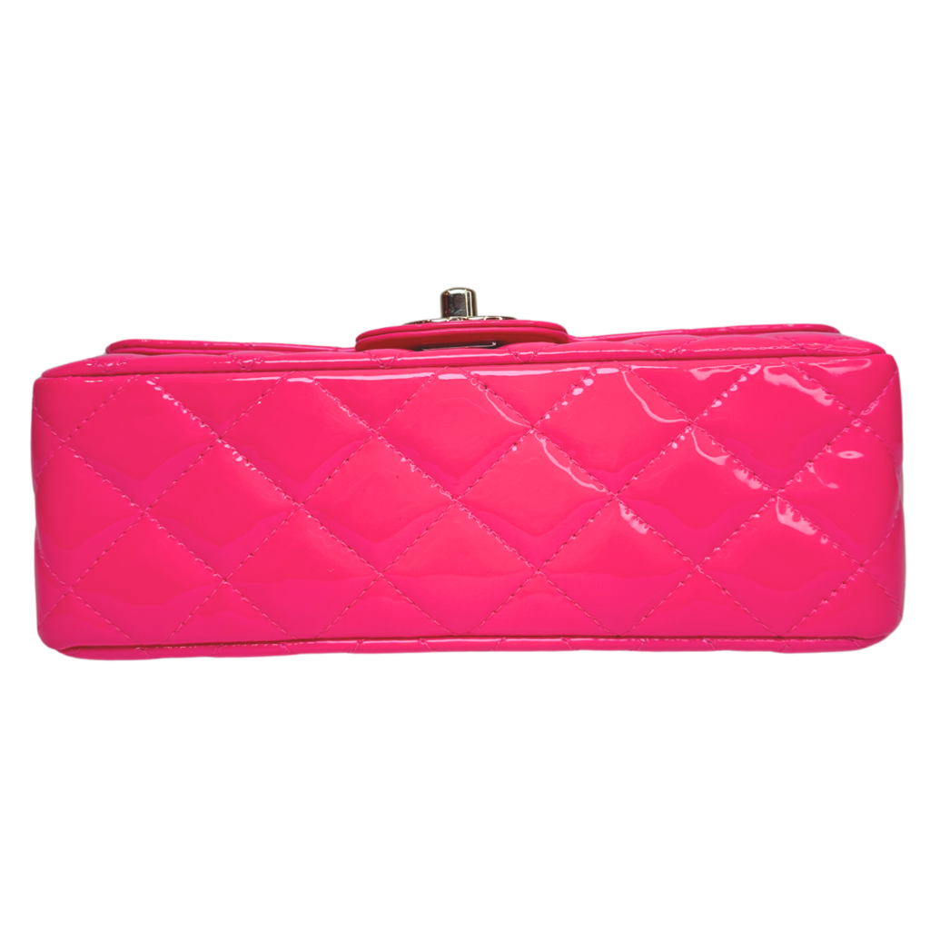 Chanel Hot Pink Patent Stitched Edge Rectangular Mini CF