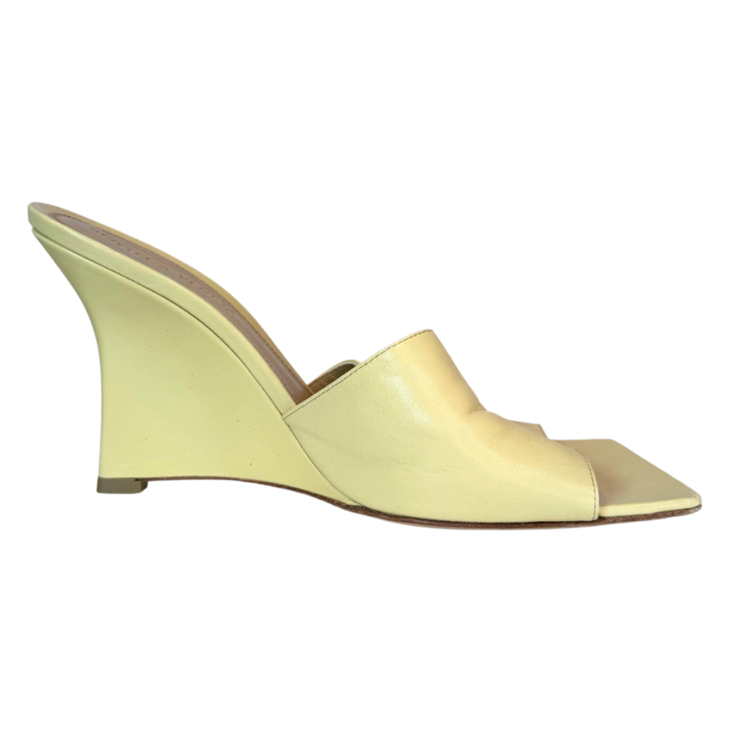 Bottega Veneta Cream Wedge Mules, 36.5