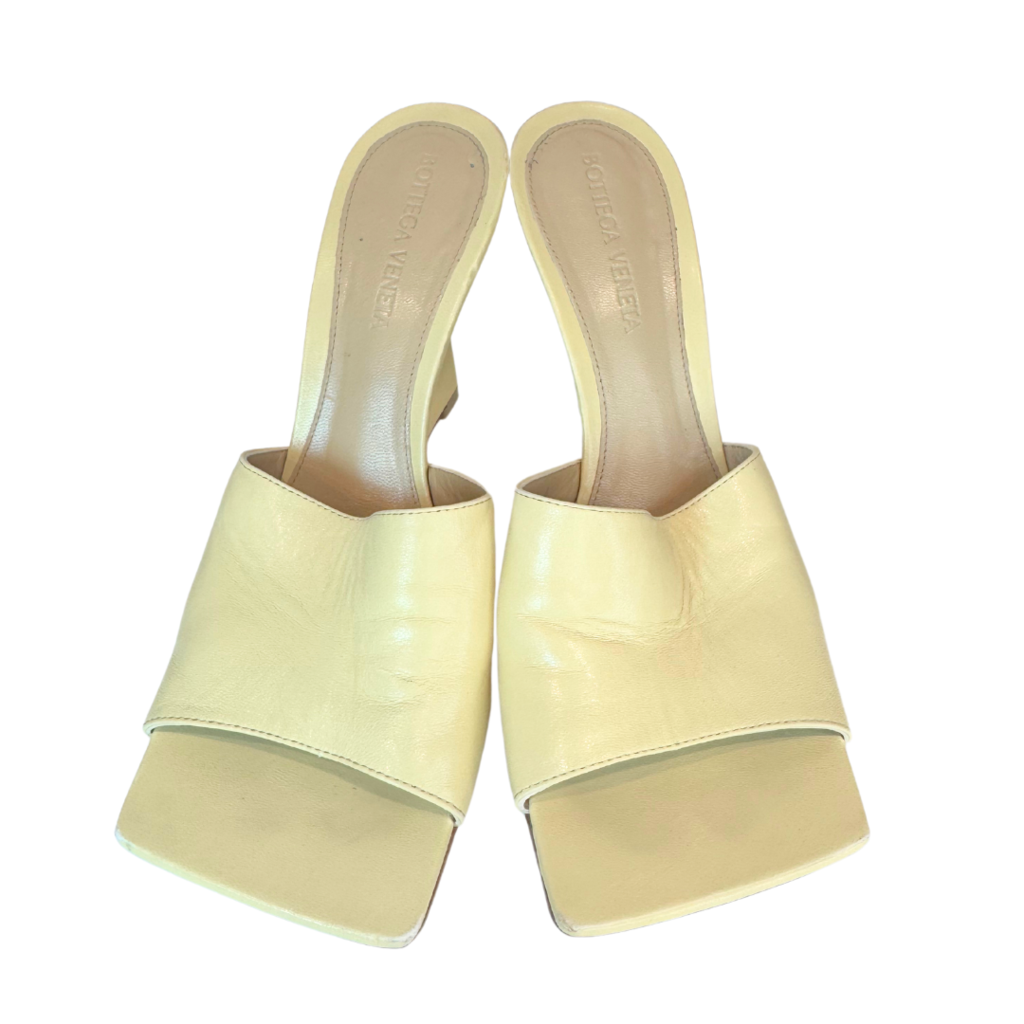 Bottega Veneta Cream Wedge Mules, 36.5