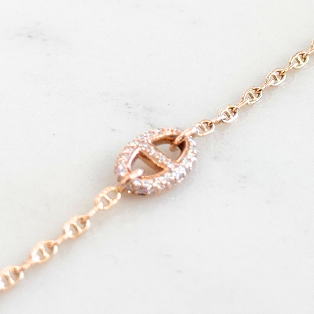 Hermes Rose Gold Diamond Bracelet