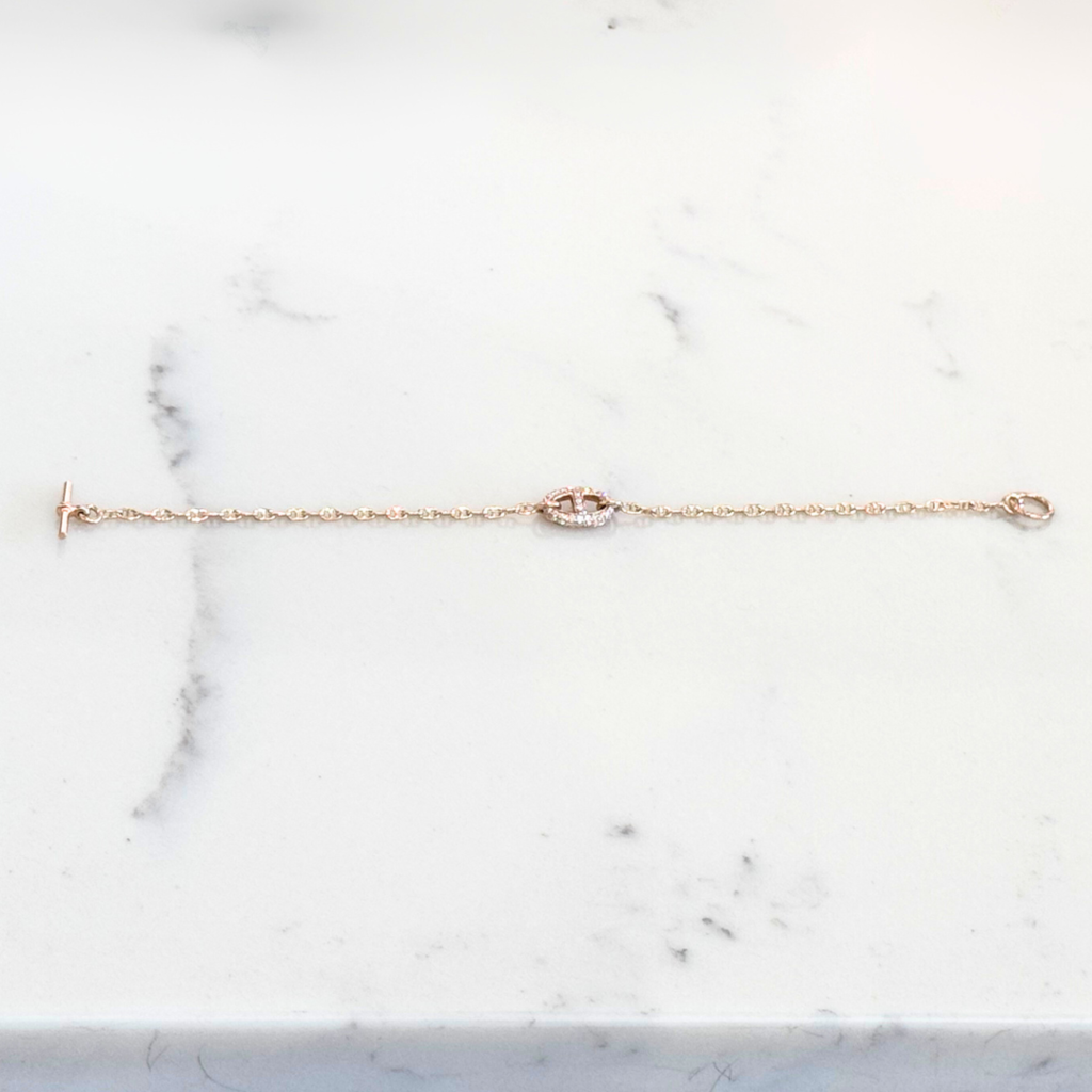 Hermes Rose Gold Diamond Bracelet