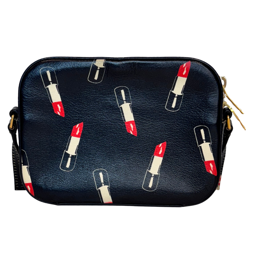 Yves Saint Laurent Black Camera Bag with Lipstick Patterns