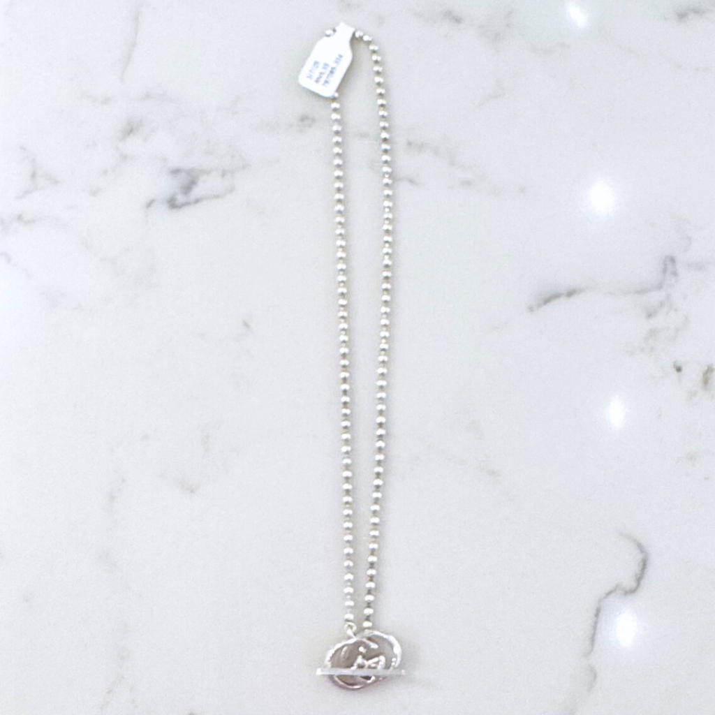 Gucci Sterling Silver GG Logo Toggle Necklace