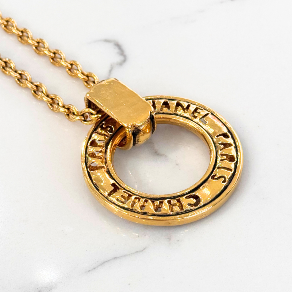 Chanel 1980 Logo Gold Medal Necklace