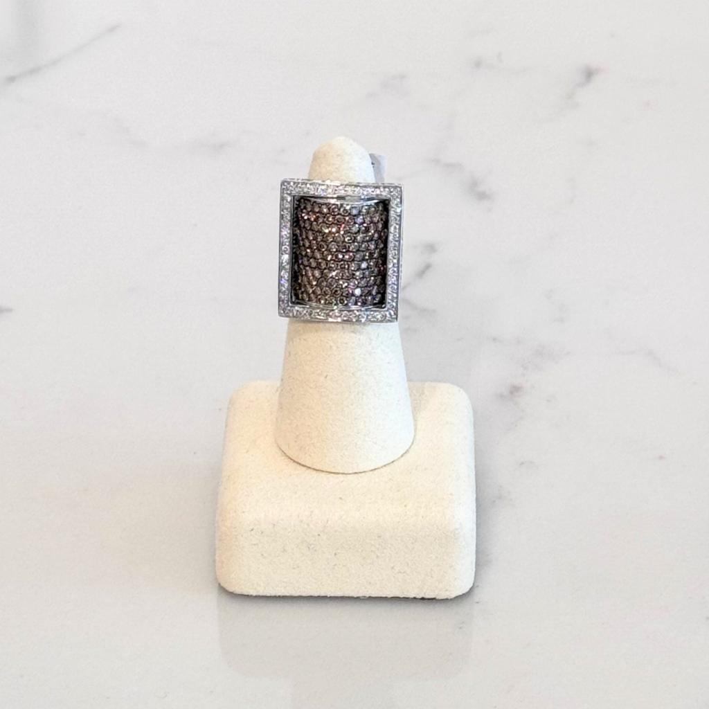 Square Cognac 18K Diamond Ring