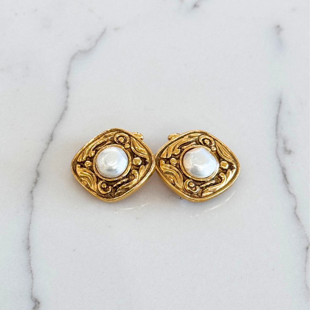 Chanel Gold/Pearl Cufflinks