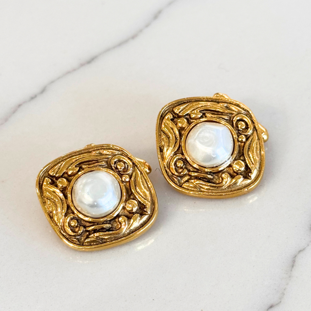 Chanel Gold/Pearl Cufflinks