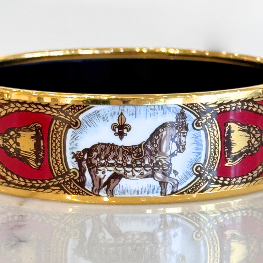 Hermes Maroon Horse Detaul Emaile Bangle