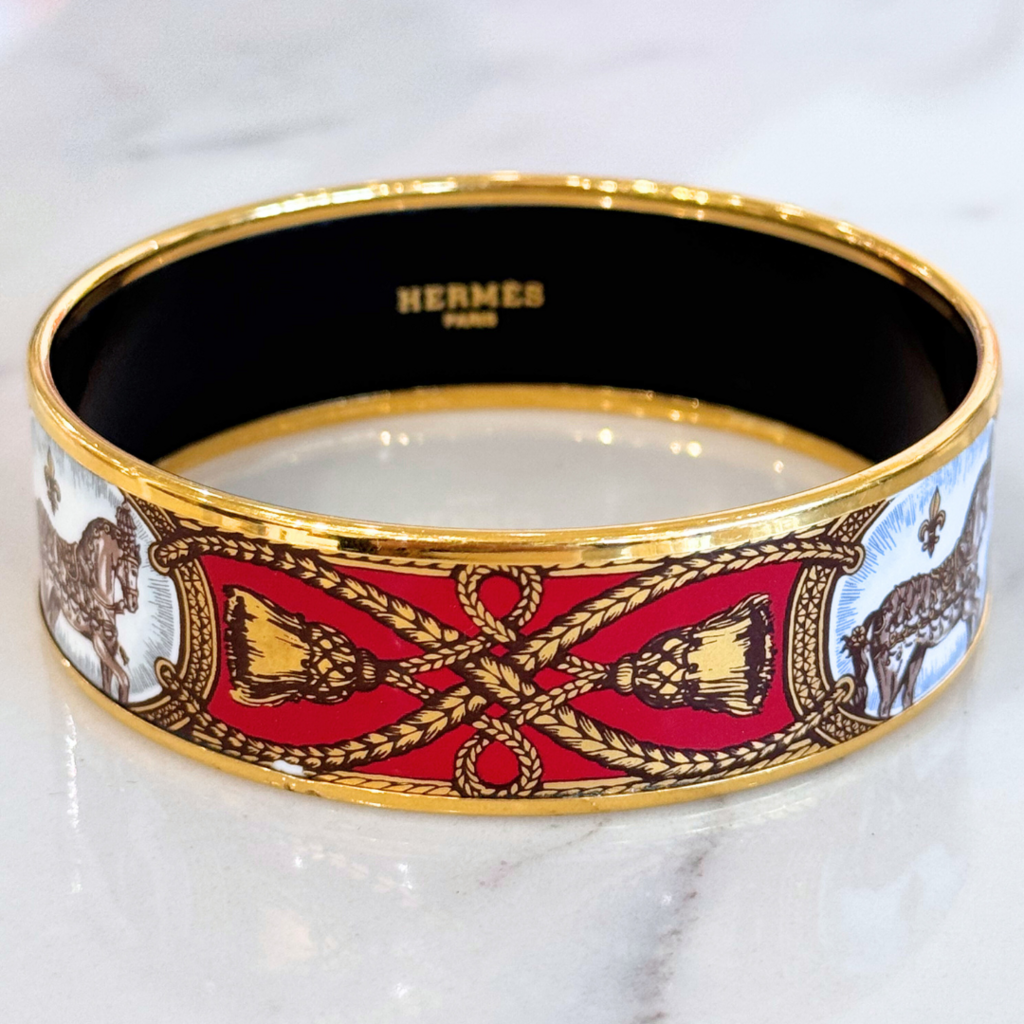 Hermes Maroon Horse Detaul Emaile Bangle