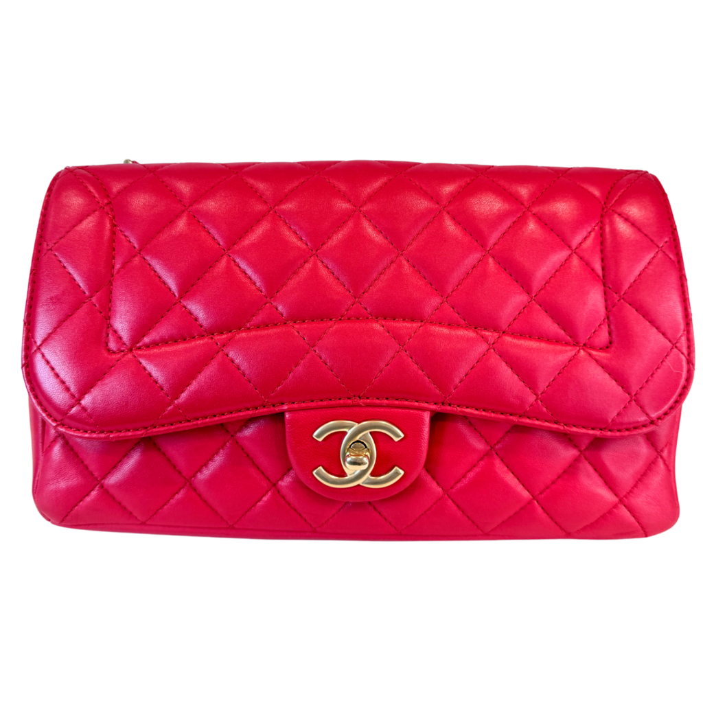 Chanel Red Double Chain Single Flap Bag