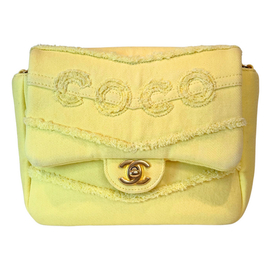 Chanel Yellow Denim Coco Flap