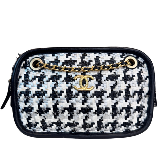 Chanel B&W Viscose Woven Camera Bag