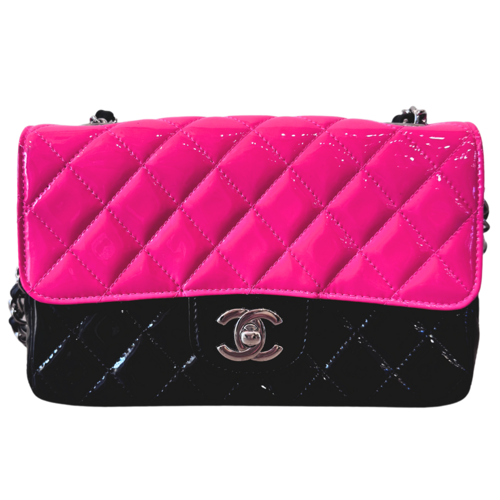 Chanel Patent Black Pink Small Flap