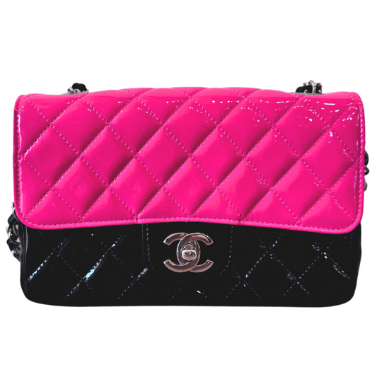 Chanel Patent Black Pink Small Flap