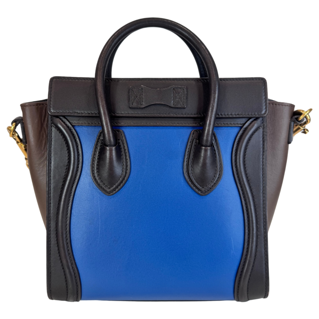 Celine Black & Blue Leather Nano Luggage Tote