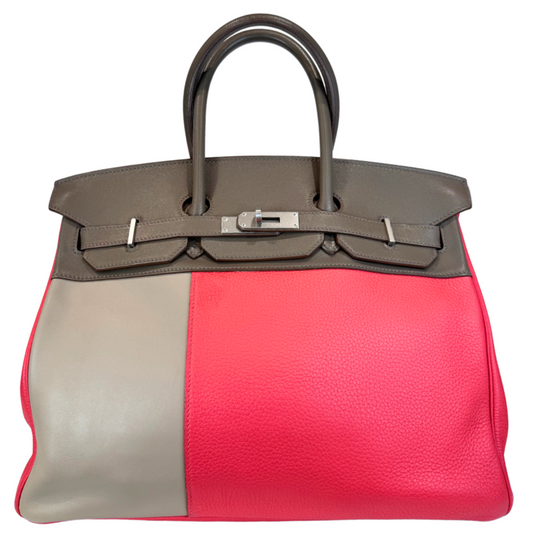 Hermes Red and Brown Clemence Birkin 35