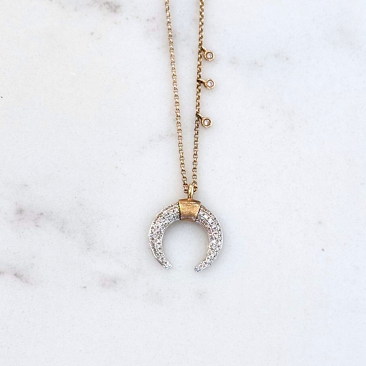 Meira T 14k Moon Diamond Necklace