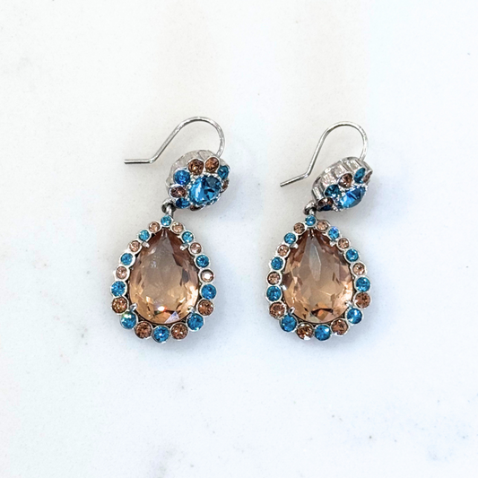 Miu Miu Blue and Orange Crystal Earrings