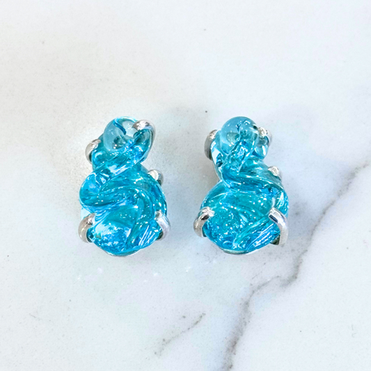 Mariquita Masterson Blue Glass S Shape Silver Earrings