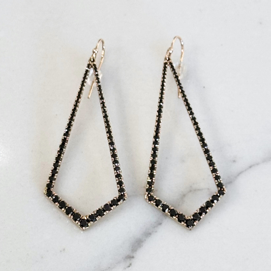 Kite Black Diamond Chandelier Gold Earrings