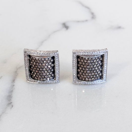 Square Cognac 18K Diamond Earrings