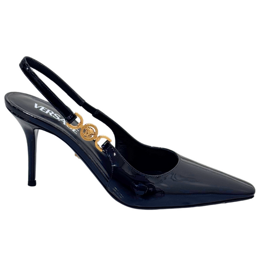 Versace Black Patent Sling Back Sandals, 37.5