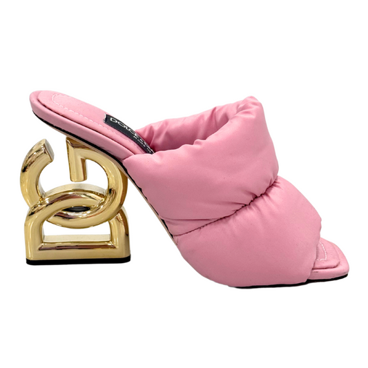 Dolce & Gabbana Pink Quilted DG Heel Sandal, 35.5