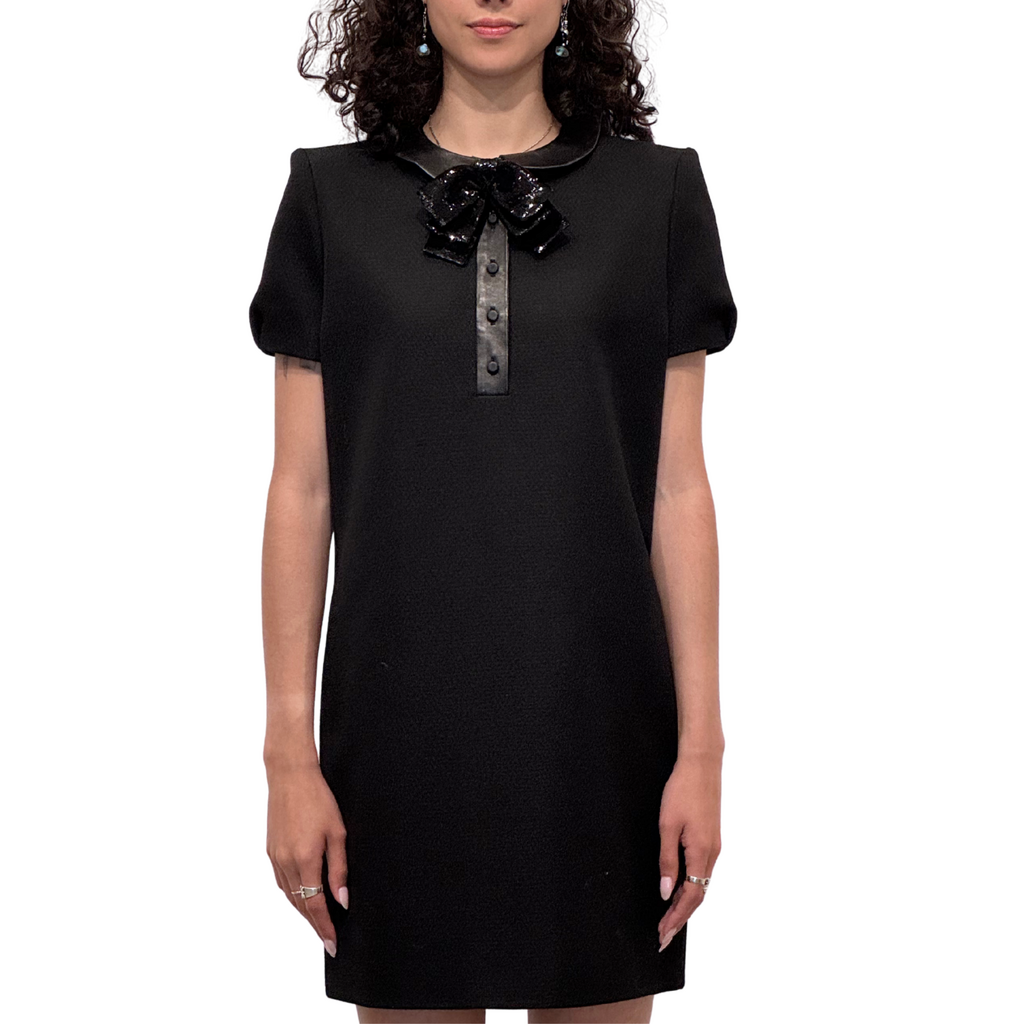 Saint Laurent Black Wool Blend SS Dress, 38