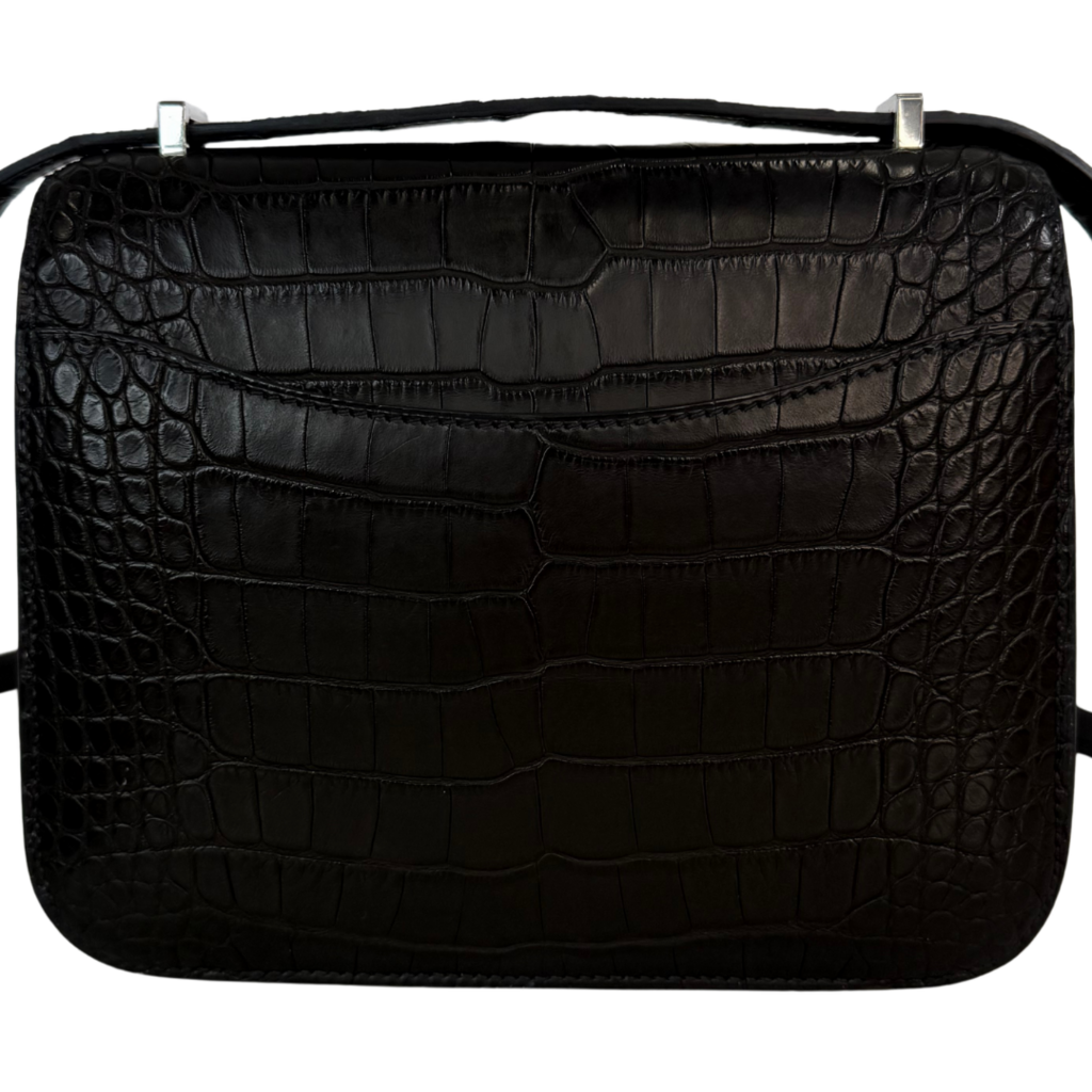 Hermès Constance Matte Black Croc Palladium HW
