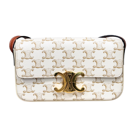 Celine Cream & Tan Triomphe Shoulder Bag