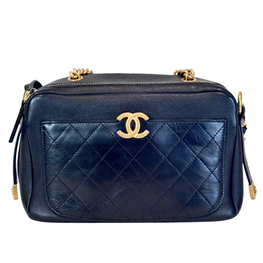 Chanel Black Glazed Caviar Camera Bag