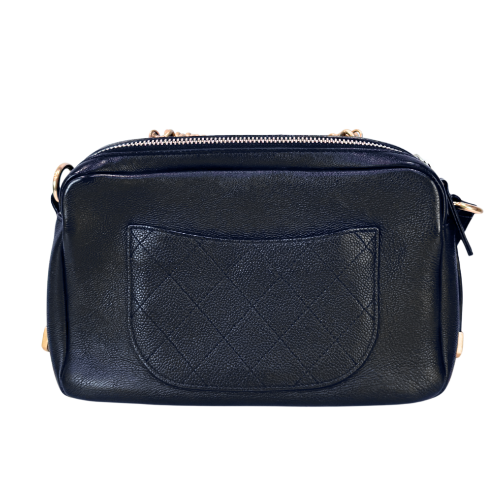 Chanel Black Glazed Caviar Camera Bag