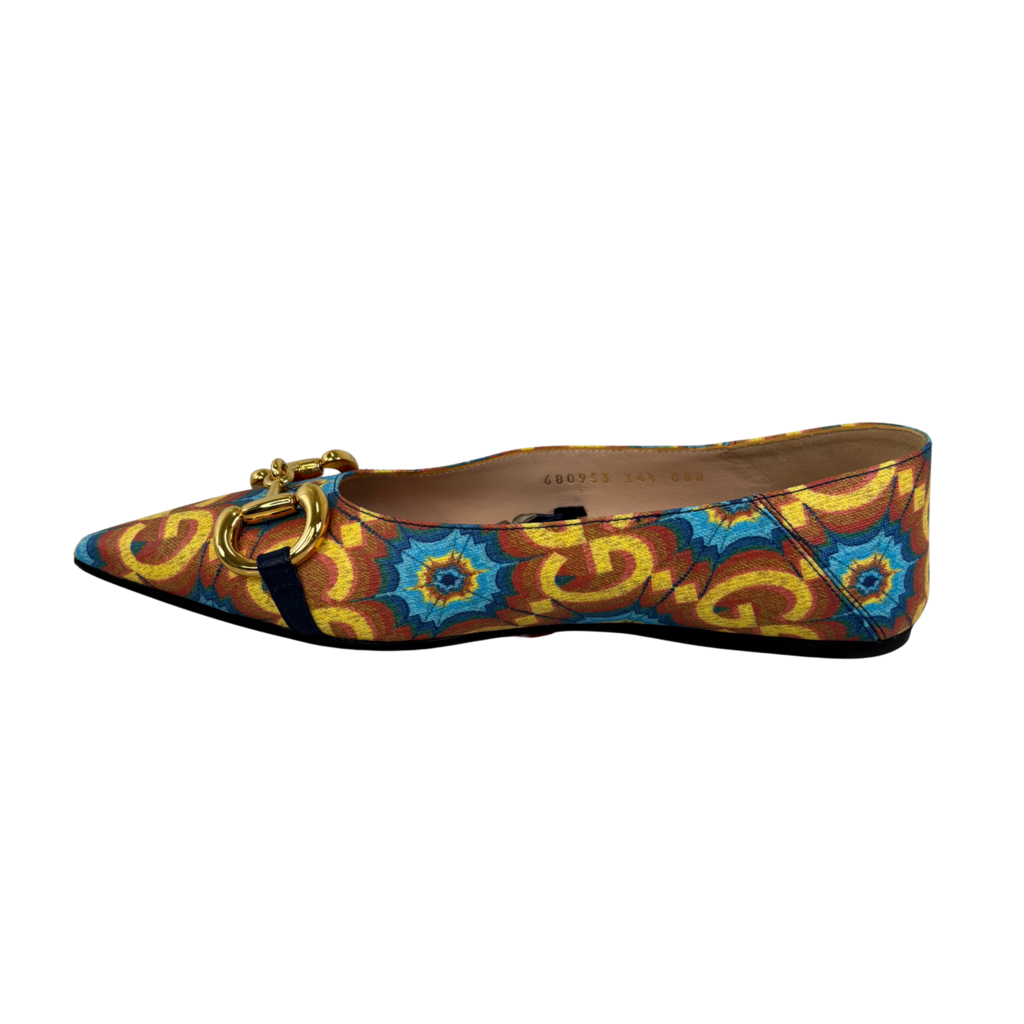 Gucci Multi Print Horsebit Mary Jane Flat, 34.5