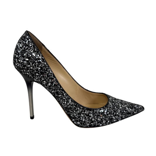 Jimmy Choo Silver Glitter Pumps, 36