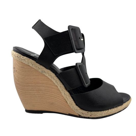 Pierre Hardy Leather Wood Wedge Sandal, 38
