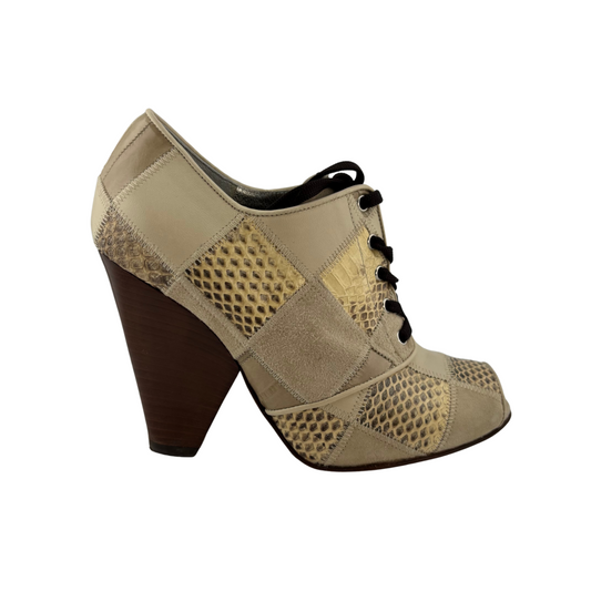 Dolce & Gabbana Patchwork Mixed Media Lace-up Heels, 35