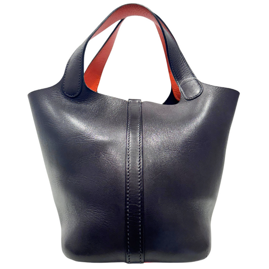 Hermès Eclat Picotin Black Ebene Natural Berenia & Orange 18CM Palladium HW