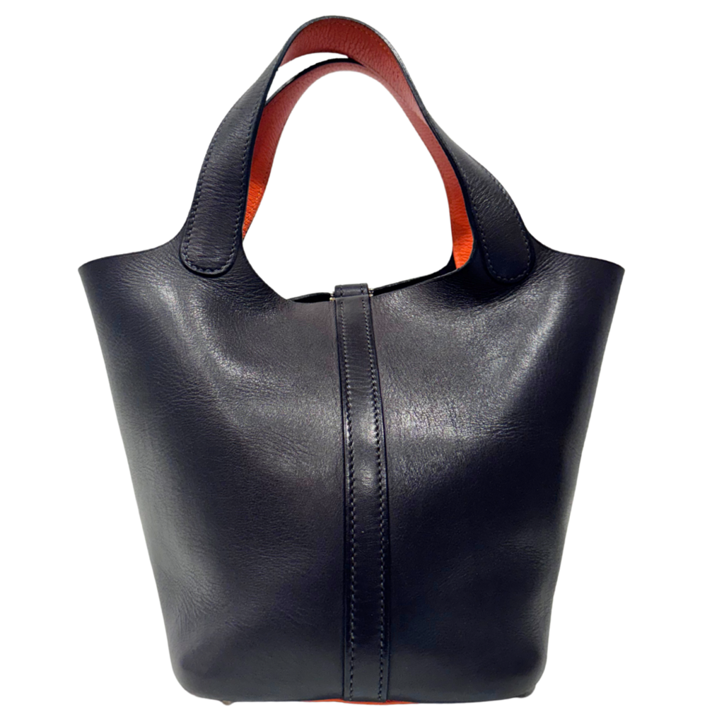 Hermès Eclat Picotin Black Ebene Natural Berenia & Orange 18CM Palladium HW