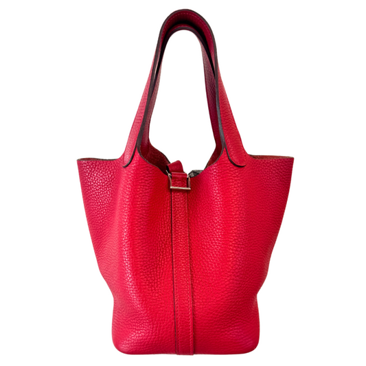 Hermès Red Clemence Picotin 18CM Palladium HW