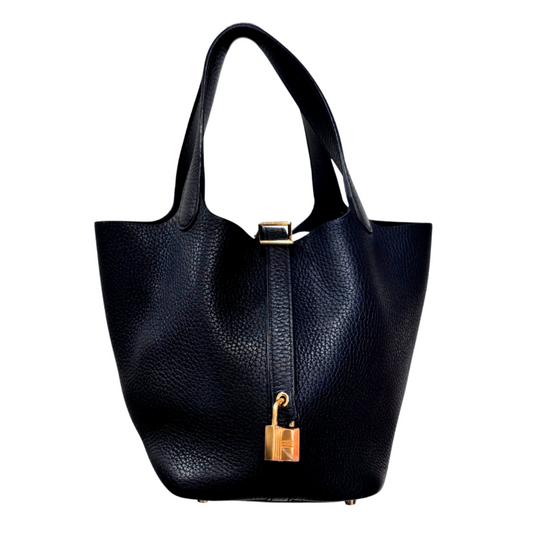 Hermès Black Picotin 18CM Gold HW