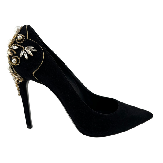 Rene Caovilla Black Rhinestone Heel, 37.5