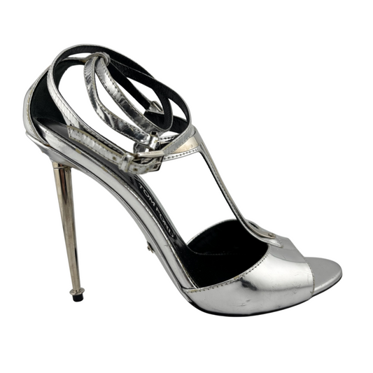 Tom Ford Metallic Heel Sandals, 39.5