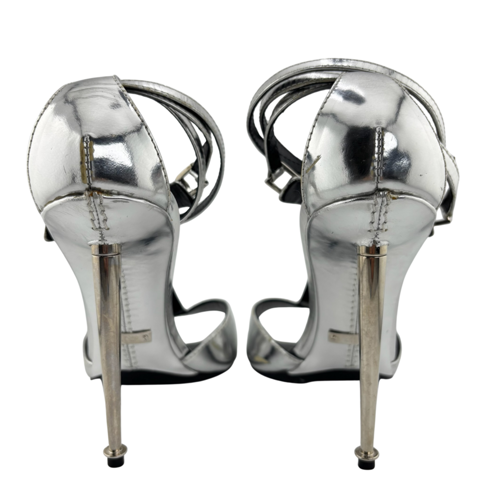 Tom Ford Metallic Heel Sandals, 39.5