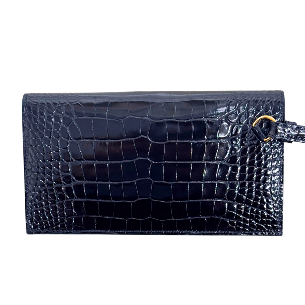 Hermès Kelly Black Alligator Gold HW Wallet