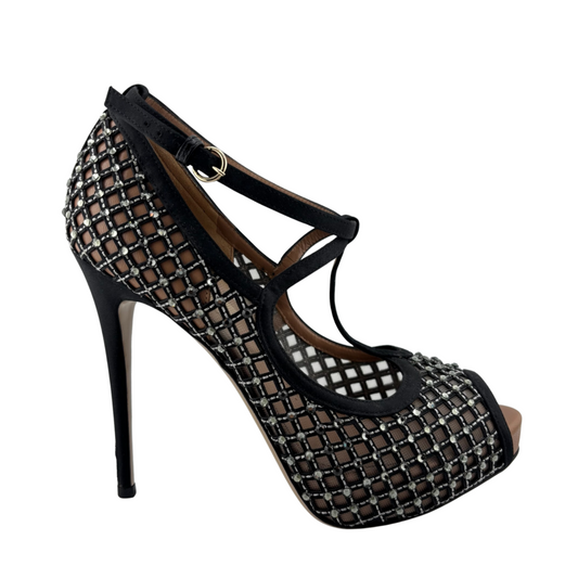 Valentino Black Rhinestone T-strap Pumps, 37.5