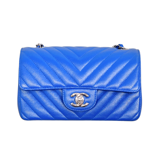 Chanel Royal Blue Chevron Caviar Mini