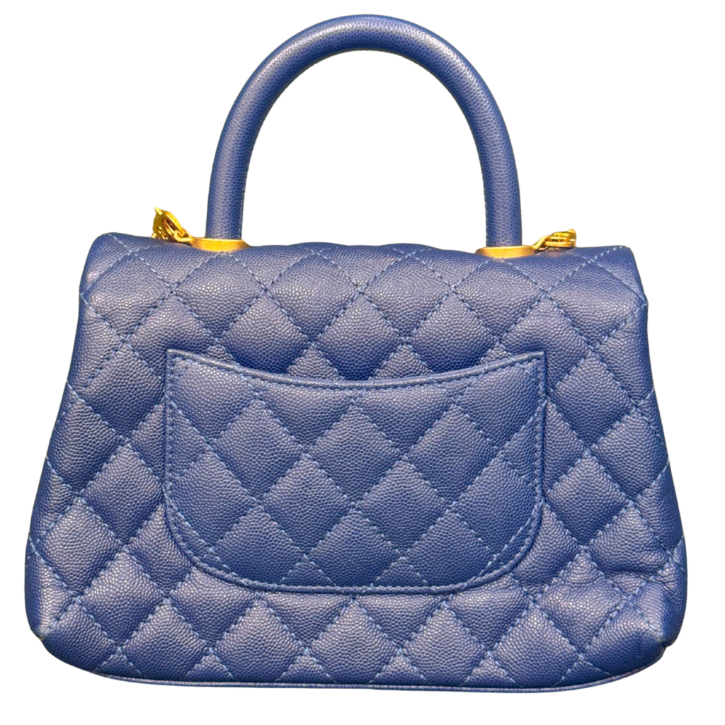 Chanel Navy Caviar Coco Top Handle Mini