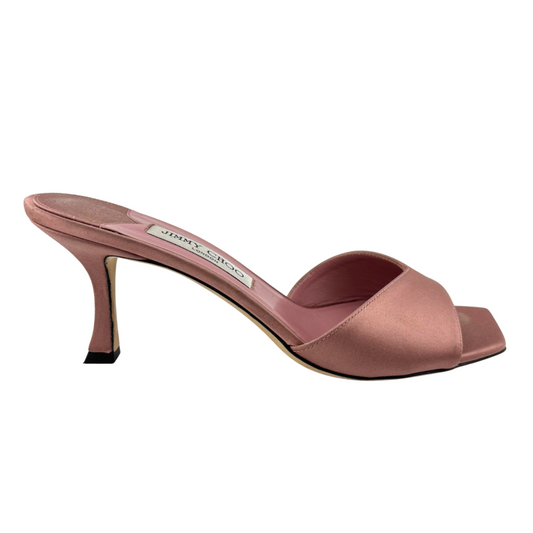 Jimmy Choo Pink Satin Mule Heel Sandal, 40