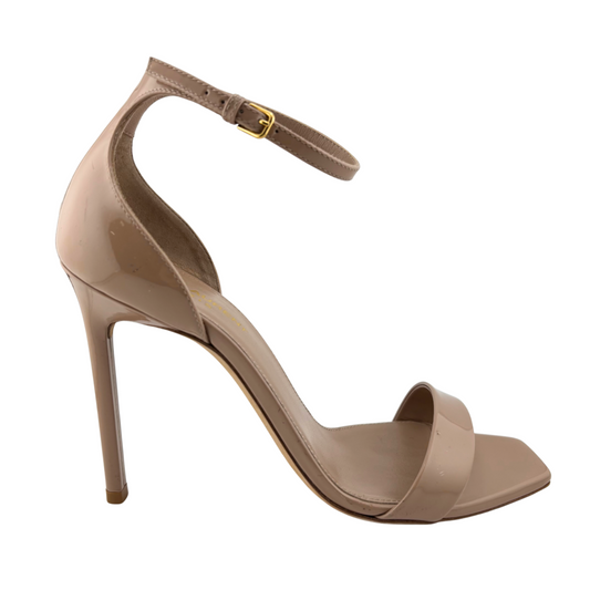 Saint Laurent Beige Patent Leather Heel Sandals, 38